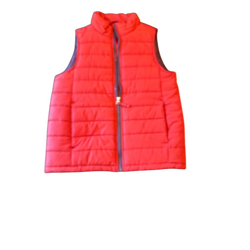 Lands End Red Puffer Vest Size S Womens Polyester Lightweight Quilted